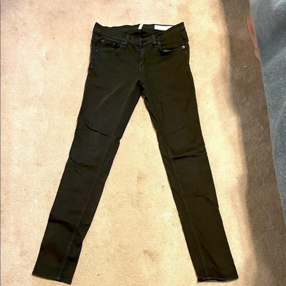EUC Rag & Bone dark olive skinny jeans